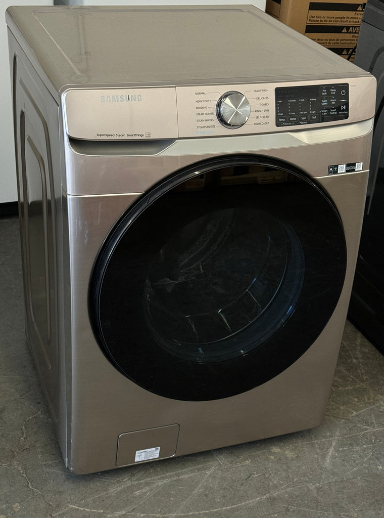 Samsung WF45B6300AC 27 Inch Front Load Washer with 4.5 Cu. Ft. Capacity, VRT Plus™ Technology, Smart Care, 10 Washing Cycles, Steam Cycle, Sanitize, Quick Wash, Self Clean+, Super Speed Wash, and Energy Star® Rated: Champagne
