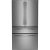GE Profile PJE23BYWFS 36 Inch Counter-Depth Smart 4-Door French-Door Refrigerator with 23.2 cu. ft. Capacity, 4 Glass Shelves, Adjustable Temperature Drawer, TwinChill™, Dual-Dispense AutoFill Pitcher, and ENERGY STAR®: Stainless Steel
