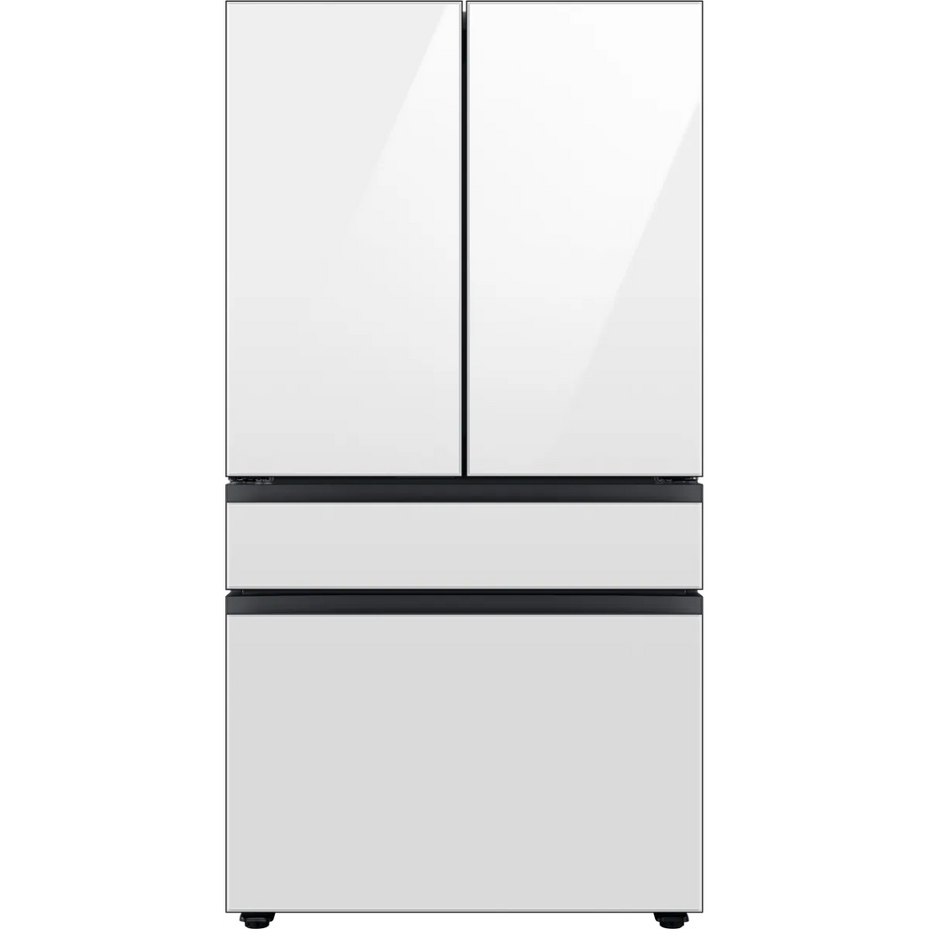Samsung BESPOKE RF23BB860012 36 Inch Counter-Depth Freestanding 4-Door French Door Smart Refrigerator with 23 cu. ft. Total Capacity, Beverage Center™, FlexZone™ Drawer, Twin Cooling Plus™, Wi-Fi, Dual Ice Maker, ADA Complian: White Glass - All Panels