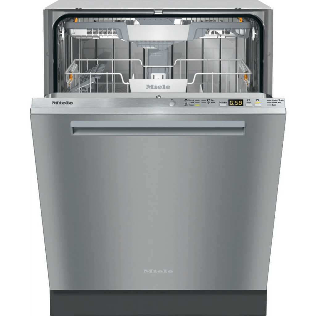 Miele PureLine G 5266 SCVi SFP 24 Inch Fully Integrated Dishwasher with 16 Place Setting, MultiFlex 3D Cutlery Tray, 42 dBA, DirectSelect, QuickIntenseWash, AutoOpen Dry, Water Softener, ExtraClean & ExtraDry Options: Stainless Steel, Pocket Handle