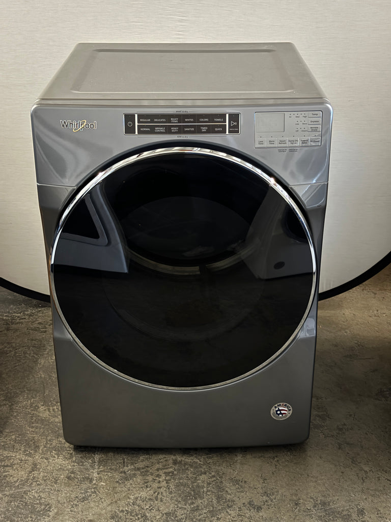 Whirlpool WGD8620HC 27 Inch Gas Dryer with 7.4 Cu. Ft. Capacity, Intuitive Controls, Advanced Moisture Sensing, 37 Dry Cycles, Steam Refresh Cycle, Sanitize Cycle, Wrinkle Shield™ Plus Option, ADA Compliant, and ENERGY STAR® Certified: Chrome Shadow