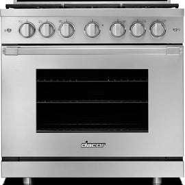Dacor Professional HGPR36SNG 36 Inch Pro Gas Range with 6 Sealed Burners, 5.2 cu. ft. Capacity, Convection, Self-Clean, Illumina™ Knobs, Powerful 18K BTU, Continuous Grates and Downdraft Compatible: Stainless Steel, Natural Gas