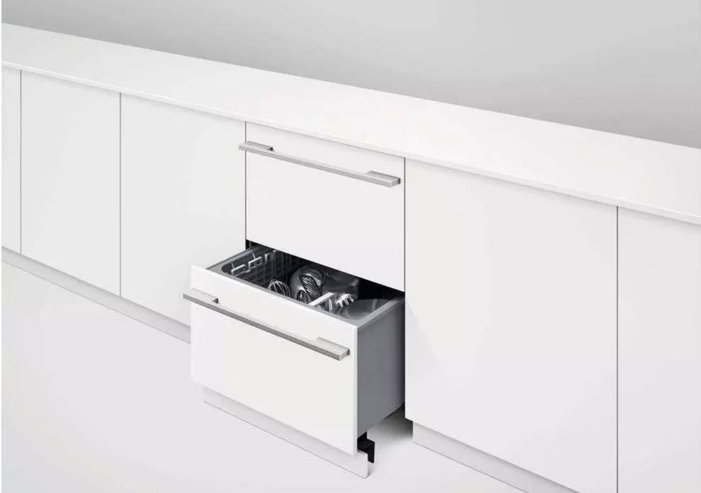 Fisher & Paykel DishDrawer Series DD24DI9N 24 Inch Fully Integrated Panel Ready DishDrawer™ Dishwasher with 14 Place Settings, 15 Wash Programs, 44 dBA, Knock to Pause, Keylock, Childlock, 46 dBA Sound Level, Delay Start, ADA Compliant, and ENERGY STAR®