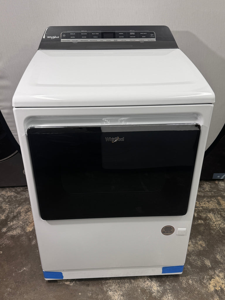 Whirlpool WGD8127LW 27 Inch Gas Smart Dryer with 7.4 cu. ft. Capacity, 36 Dryer Cycles, Moisture Sensing, Wrinkle Shield + Steam, EcoBoost, Quick Dry, and Energy Star Certified: White