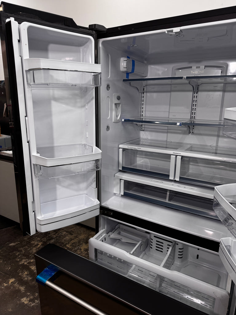 Monogram ZWE23NSTSS 36 Inch Freestanding Counter-Depth French Door Smart Refrigerator with 23.1 Cu. Ft. Total Capacity, Water Dispenser, Ice Maker, LED Lighting, Temperature-Controlled Drawer, Drop-Down Tray, and ENERGY STAR® Qualified