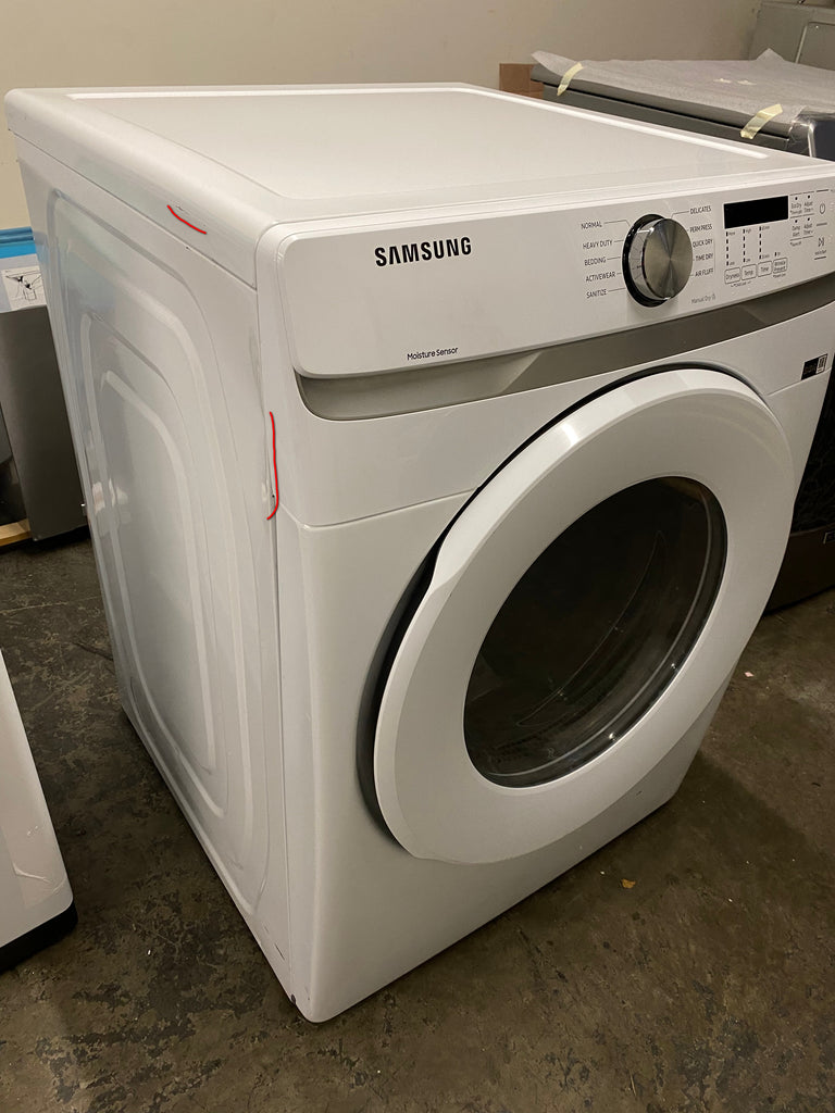 Samsung DVG45T6000W 27 Inch Gas Dryer with 7.5 cu. ft. Capacity, 10 Dry Cycles, 5 Temperature Settings, Wrinkle Prevent, Smart Care, Sensor Dry Moisture Sensor and ADA Compliant: White