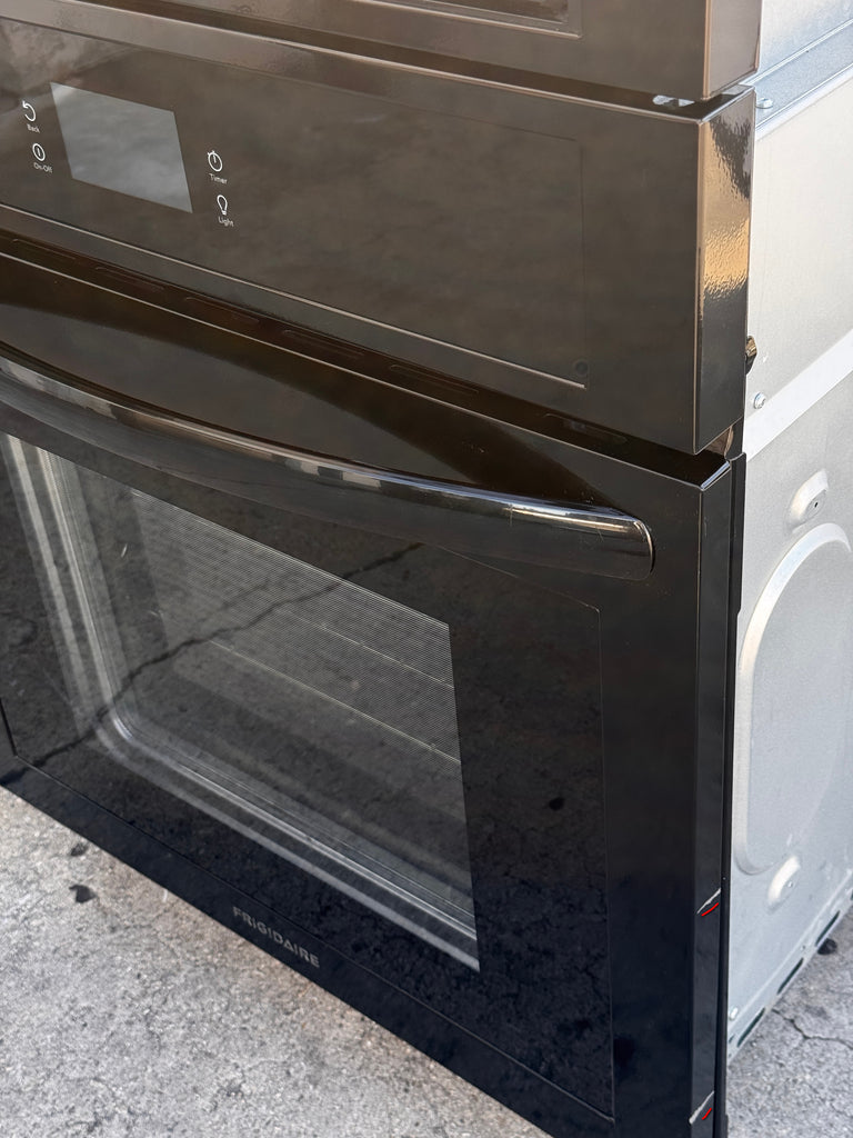 Frigidaire FCWM2727AB 27 Inch Combination Electric Wall Oven with 5.4 Cu. Ft. Total Capacity, Fan Convection, Self Clean, Sensor Cook, Cook Time Setting, Convection Bake, Microwave Cooking, Add 30 Seconds, Sabbath Mode, and Star-K Certified: Black