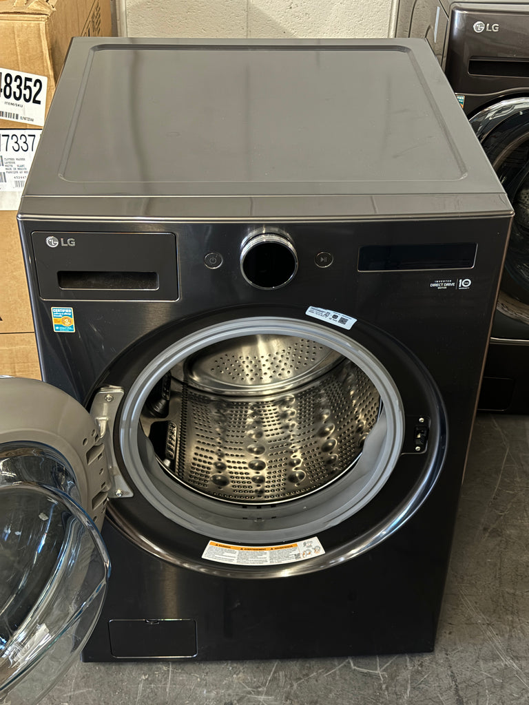 LG WM6700HBA 27 Inch Smart Front Load Washer with 5.0 Cu. Ft. Capacity, TurboWash™ 360°, Dial-A Cycle™, ezDispense™, Wi-Fi, AI Fabric Sensor, Steam Option, Quick Wash, ColdWash™, Allergiene™, Add Item, and ENERGY STAR® Certified: Black Steel