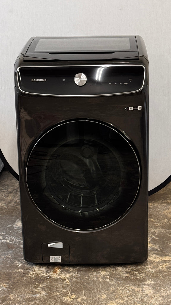 Samsung WV60A9900AV 27 Inch Smart Front Load Washer with 6.0 cu. ft. Capacity, 24 Wash Cycles, FlexWash™, Super Speed Wash, CleanGuard™, PowerFoam™, Smart Dial, Steam Cycle, Sanitize, Self Clean+, and Energy Star®: Black