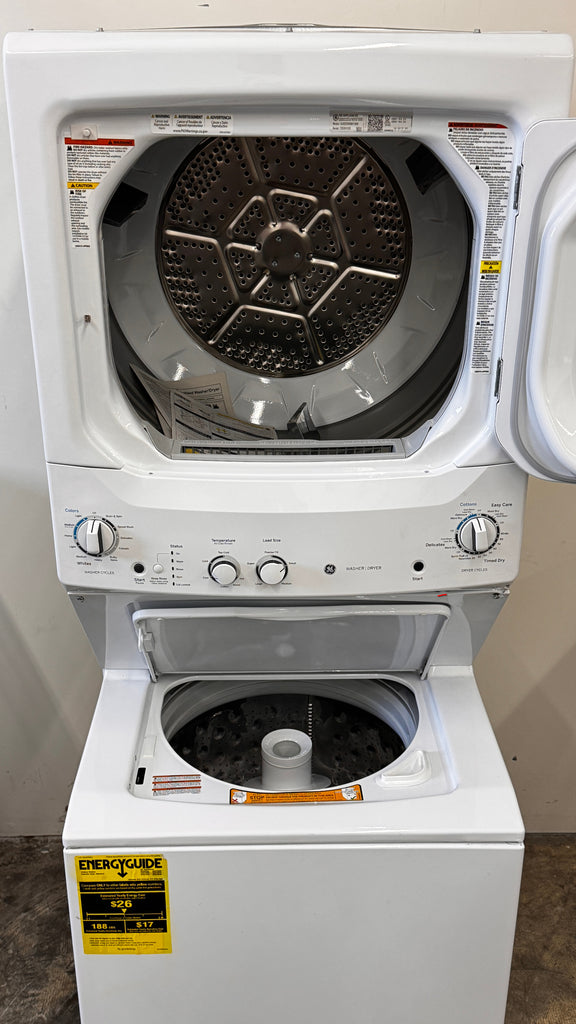 GE Spacemaker GUD27ESSMWW 27 Inch Electric Laundry Center with Auto-load Sensing, Cycle Status Lights, Rotary Controls, 11 Wash Cycles, 6 Wash/Rinse Temperatures and 800 RPM