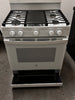GE JGBS66DEKWW 30 Inch Free-Standing Gas Range with 5 Sealed Burners, 5.0 cu. ft. Oven Capacity, Broiler Drawer, Continuous Grates, Delay Bake, Steam Clean, Simmer Burner, Power Boil Burner, Central Oval Burner, and Integrated Non-Stick Griddle: White