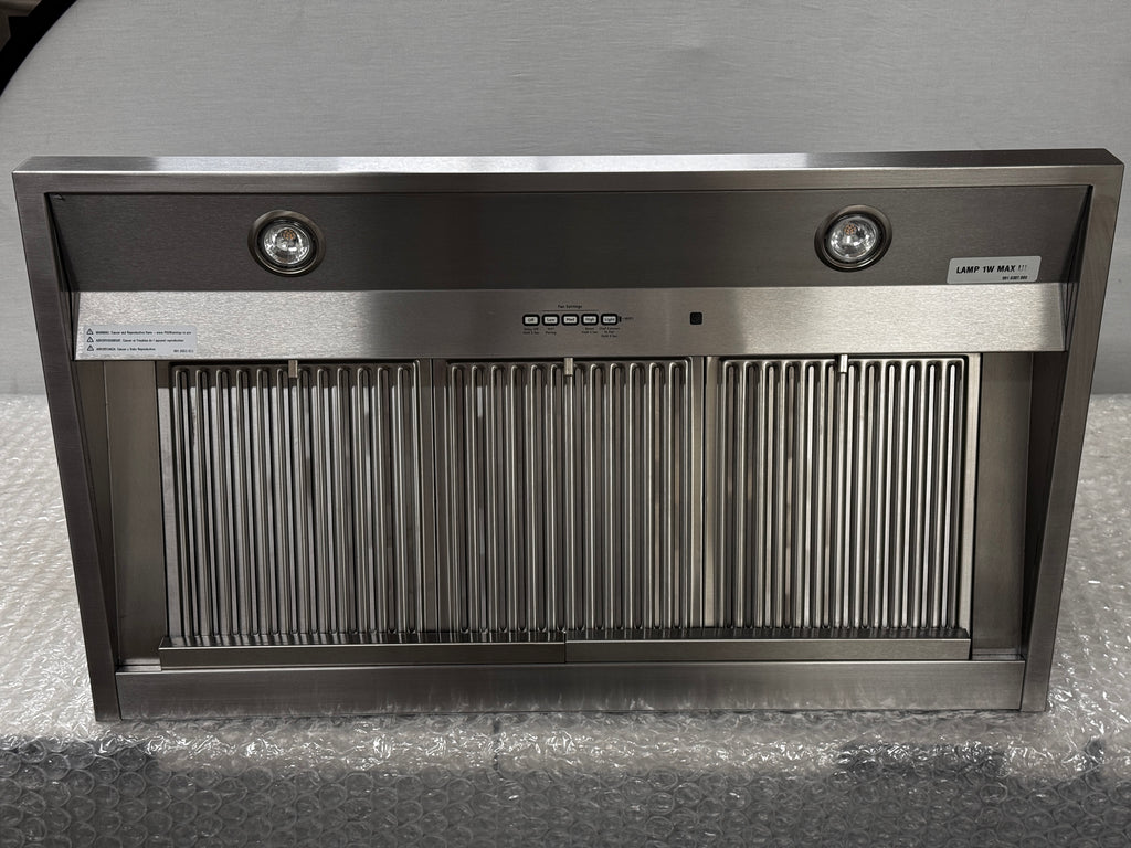 GE UVW93642PSS 36 Inch Commercial Wall Mount Range Hood with 590 CFM Blower, Heat Sensor, Hidden Controls, QuietBoost™, Four-Speed Fan Control, LED Hood Light, Wi-Fi, and ADA Compliant: Stainless Steel