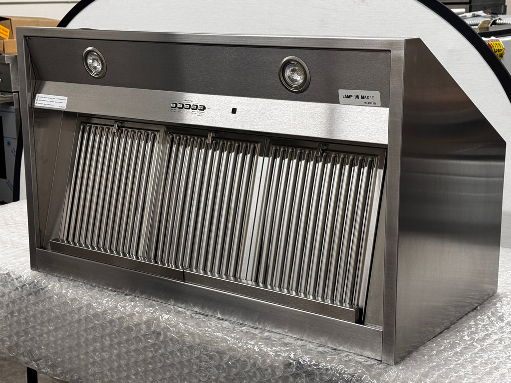GE UVW93642PSS 36 Inch Commercial Wall Mount Range Hood with 590 CFM Blower, Heat Sensor, Hidden Controls, QuietBoost™, Four-Speed Fan Control, LED Hood Light, Wi-Fi, and ADA Compliant: Stainless Steel