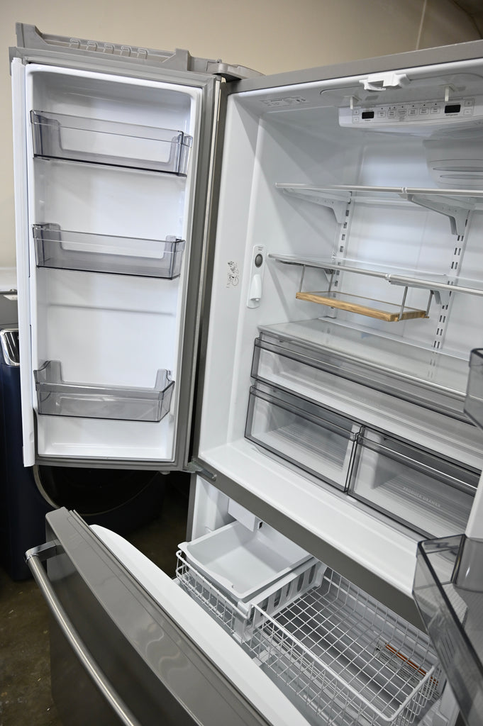 KitchenAid KRFC136RPS 36 Inch Freestanding Counter-Depth French Door Refrigerator with 20 Cu. Ft. Total Capacity, Interior Water Dispenser, Ice Maker, Wood-Look Nesting Shelf, LED Lighting, ExtendFresh™ Temperature Management: PrintShield™ Stainless Steel