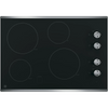 GE  JP3030SWSS 30 Inch Electric Cooktop with 4 Radiant Elements, Ceramic Glass Surface, Power Boil Elements, Keep Warm Setting, Melt Setting, Hot Surface Indicator Lights, GE Fits! Guarantee, UL Certified, and ADA Compliant: Stainless Steel