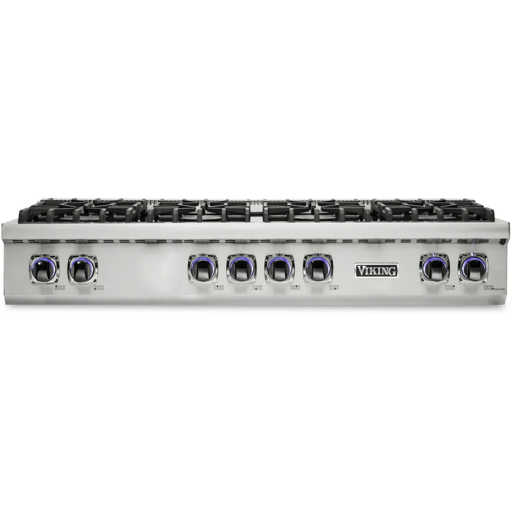 Viking 7 Series VRT7488BSS 48 Inch Pro-Style Gas Rangetop with 8 Elevation™ Burners, VariSimmer™ Setting, SureSpark™ Ignition System, SoftLit™ LED Lights, 3 Burner Sizes, Brass Flame Ports and Easy-to-Clean Surface: Natural Gas: Stainless Steel