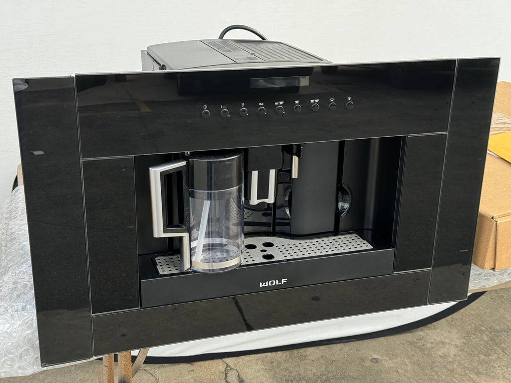 Wolf EC24B 24 Inch Built-in Coffee System with Adjustable Grinder, Auto On/Off, Descaling, Hot Water Dispenser, Removable Milk Carafe, Mounted Glide System and Non-Plumbed: Black
