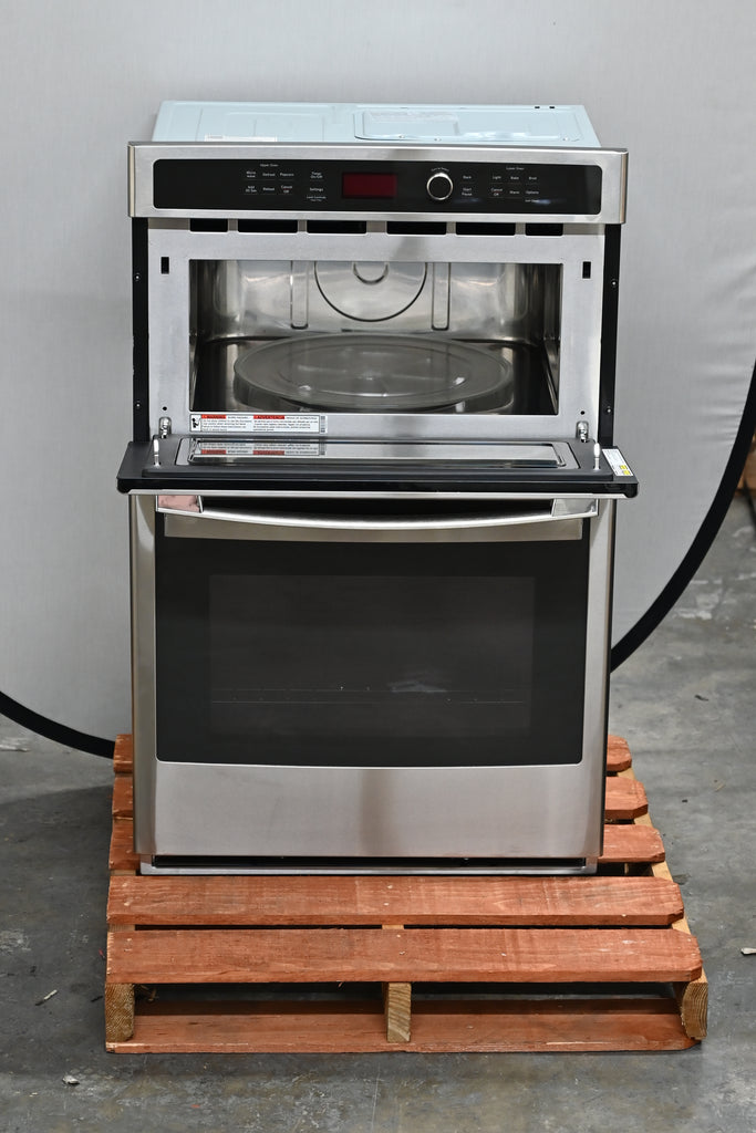 GE JK3800SHSS 27 Inch Combination Wall Oven with 4.3 cu. ft. Oven Capacity, 1.7 cu. ft. Microwave, Sensor Cooking Controls, Bake Element, Broil Element, Glass Touch Controls, GE Fits! Guarantee, and Self-Clean with Steam: Stainless Steel