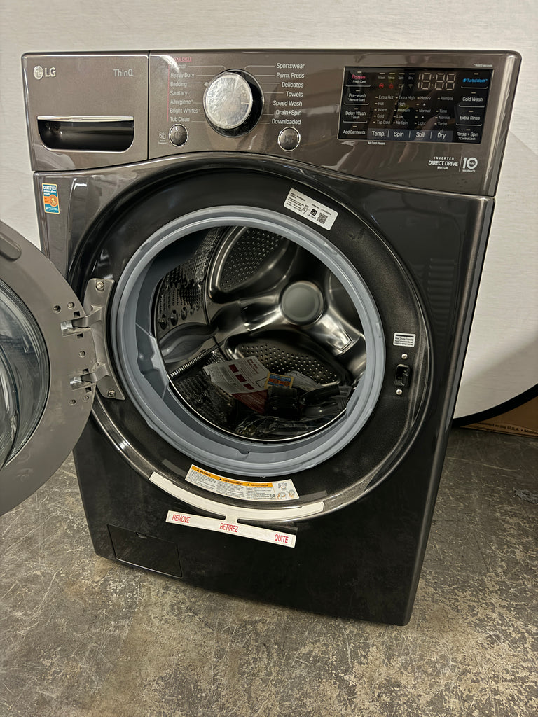 LG WM3998HBA 27 Inch Front Load Smart Washer/Dryer Combo with 4.5 cu.ft. Capacity, TurboWash®, 6Motion™, Allergiene™, ColdWash™, 14 Wash Cycles, Ventless Drying, and Steam Cycle: Black Steel