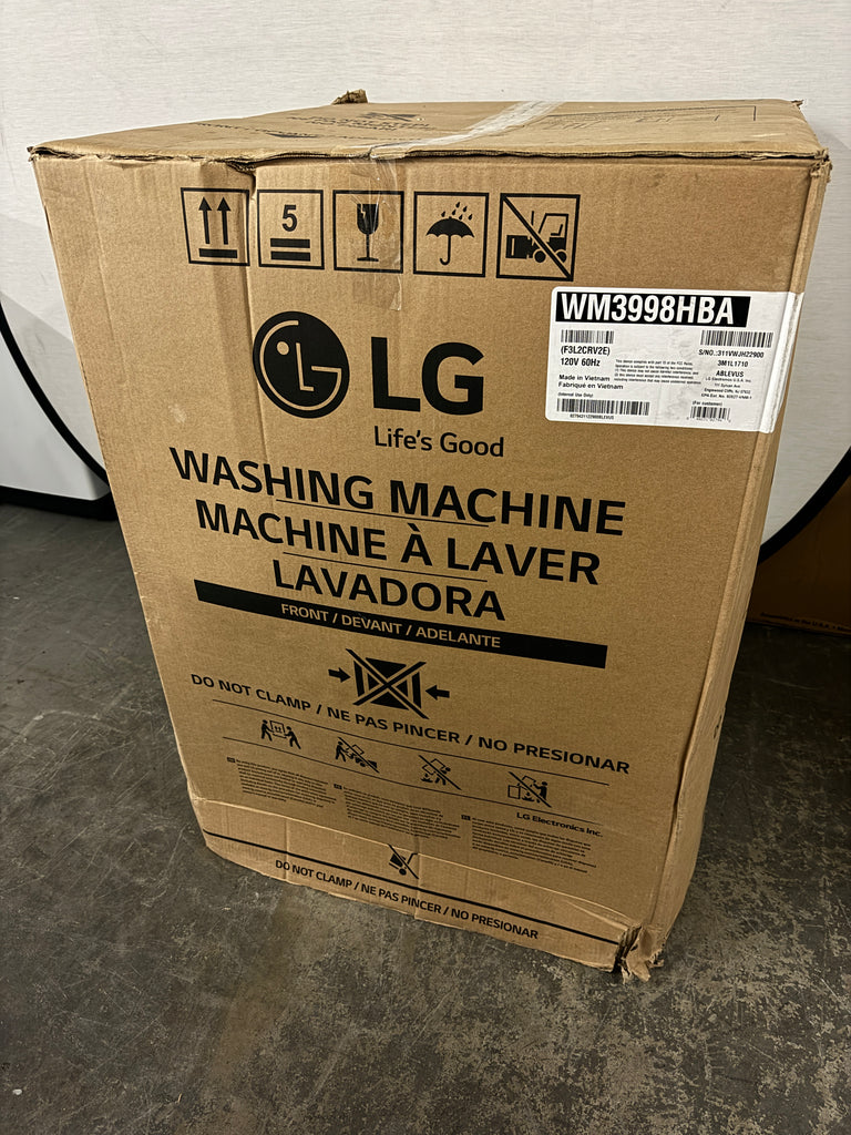 LG WM3998HBA 27 Inch Front Load Smart Washer/Dryer Combo with 4.5 cu.ft. Capacity, TurboWash®, 6Motion™, Allergiene™, ColdWash™, 14 Wash Cycles, Ventless Drying, and Steam Cycle: Black Steel