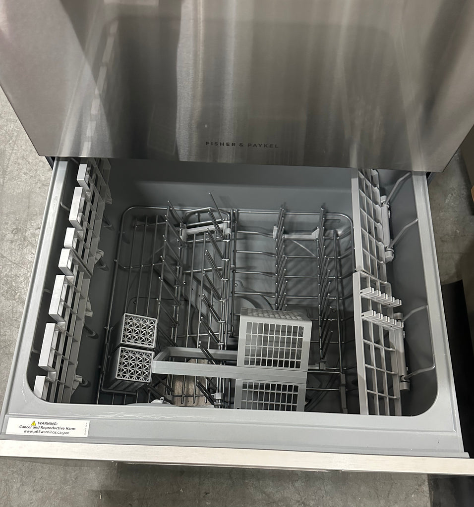 Fisher & Paykel DishDrawer Series DD24S 24 Inch Full Console Double DishDrawer™ with 14 Place Setting Capacity, 6 Wash Cycles, 6 Wash Programs, 45 dBA Silence Rating, Cutlery Basket, Easy to Load, SmartDrive™ Technology, Ergonomic Design: Stainless Steel