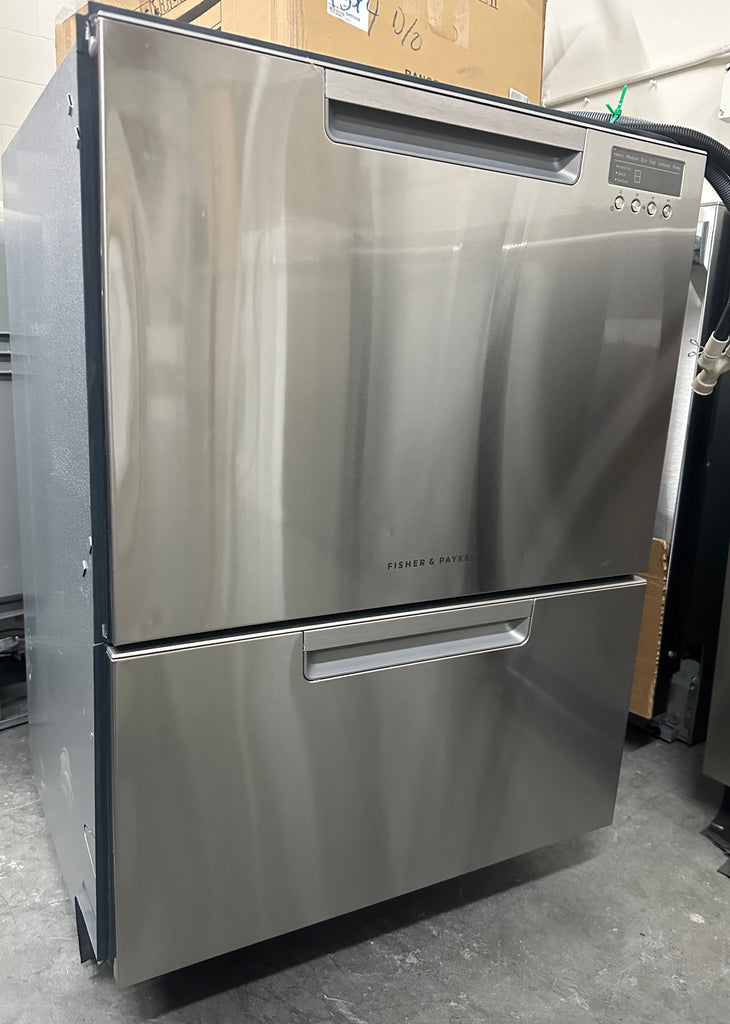 Fisher & Paykel DishDrawer Series DD24S 24 Inch Full Console Double DishDrawer™ with 14 Place Setting Capacity, 6 Wash Cycles, 6 Wash Programs, 45 dBA Silence Rating, Cutlery Basket, Easy to Load, SmartDrive™ Technology, Ergonomic Design: Stainless Steel