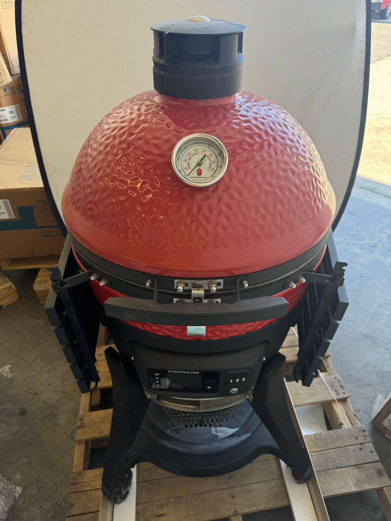 Kamado Joe KJ15041123 18 Inch Freestanding Konnected Joe™ Digital Charcoal Grill and Smoker with 250 sq. in. Cooking Space, AFS (Automatic Fire Starter) Button, and Digital Kontrol Board: Red & Black
