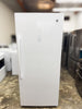 GE  FUF21SMRWW 33 Inch Freestanding Upright Freezer with 21.3 cu. ft. Capacity, Turbo Freeze, Lock and Key, Audible Temperature Alarm, Electronic Temperature Control, LED Interior Lighting, and Garage Ready: White