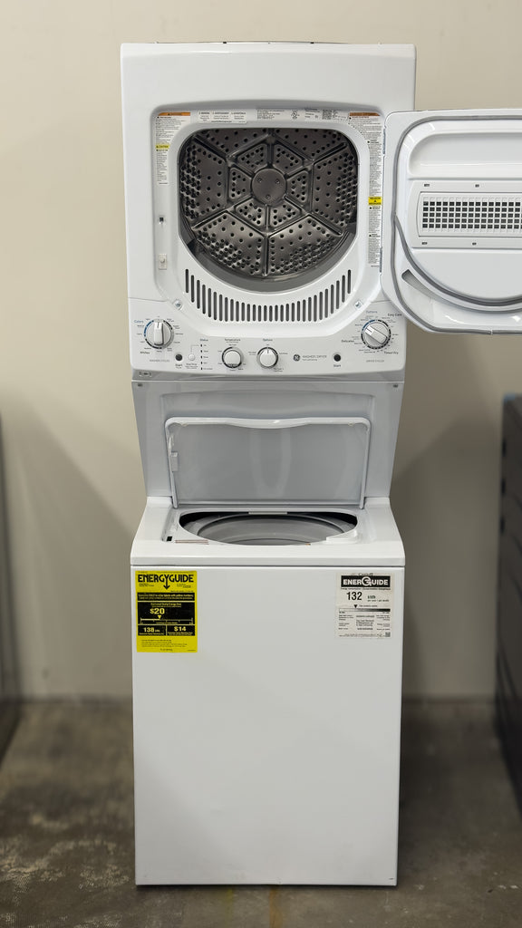 GE Spacemaker GUD24GSSMWW 24 Inch Gas Laundry Center with Auto-load Sensing, Rotary Electronic Controls, Cycle Status Light, 11 Wash Cycles and 6 Wash/Rinse Temperatures: White