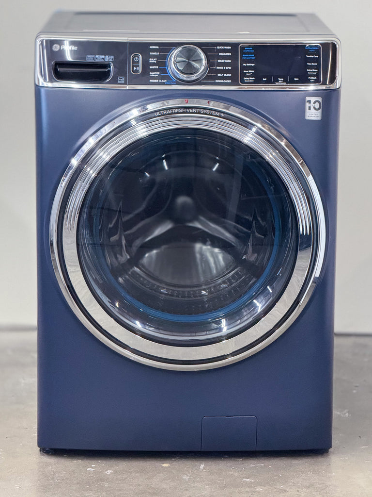 GE  PFW870SPVRS 28 Inch Smart Front Load Washer with 5.3 cu ft Capacity, Ultra Fresh Vent System+ With Odor Block™, Microban® Antimicrobial Technology, Smart Dispense™ Technology, SmartHQ™ and Dynamic Balancing Technology and Energy Star Certified: Blue