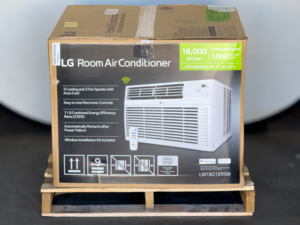 LG LW1821ERSM Slide-Out Chassis Smart Window Air Conditioner with ThinQ® Technology, Quiet Operation, 24-Hour On/Off Timer, Multiple Fan Speed, Auto Restart, Remote Control Included, Easy Installation, and ENERGY STAR® Certified: 18,000 BTU: White