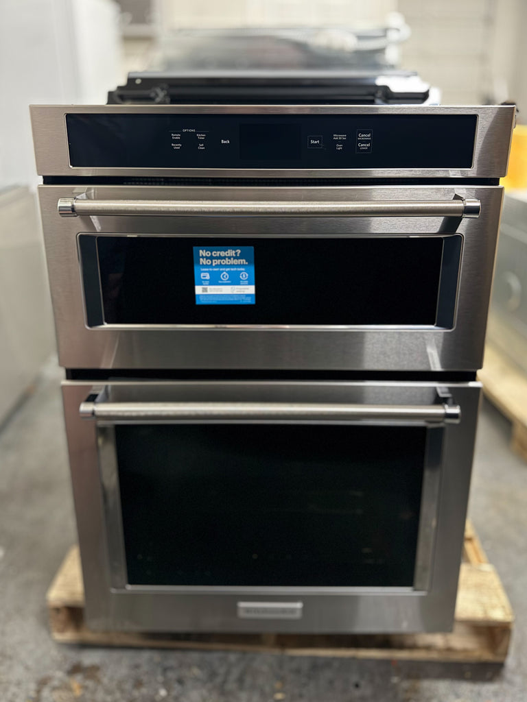 KitchenAid KOCE900HSS 30 Inch Smart Combination Wall Oven with Even-Heat™ True Convection, 5.0 Cu. Ft. Oven Capacity, 1.4 Cu. Ft. Microwave Capacity, Smart Oven+, Wifi, Recipe Guide Mode, CrispWave™ SpeedCook Technology, Sabbath Mode: Stainless Steel