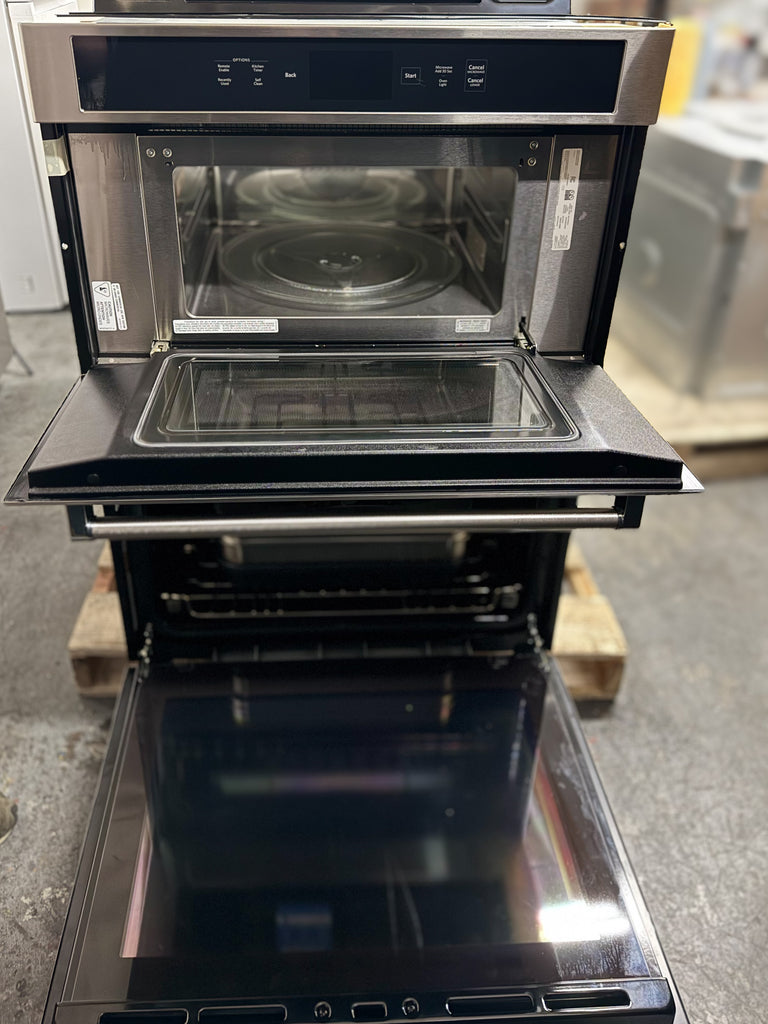 KitchenAid KOCE900HSS 30 Inch Smart Combination Wall Oven with Even-Heat™ True Convection, 5.0 Cu. Ft. Oven Capacity, 1.4 Cu. Ft. Microwave Capacity, Smart Oven+, Wifi, Recipe Guide Mode, CrispWave™ SpeedCook Technology, Sabbath Mode: Stainless Steel