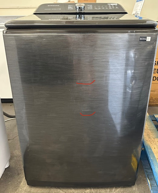 Samsung WA50R5400AV 28 Inch Top Load Washer with 5.0 Cu. Ft. Capacity, Super Speed, Active WaterJet, EZ Access, VRT Plus™ Technology, 12 Wash Cycles, Deep Fill, Smart Care, Child Lock: Fingerprint Resistant Black Stainless Steel