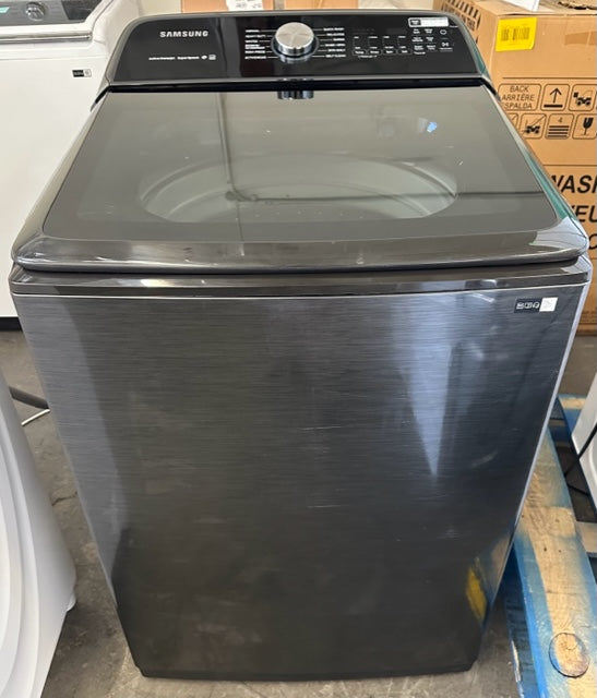 Samsung WA50R5400AV 28 Inch Top Load Washer with 5.0 Cu. Ft. Capacity, Super Speed, Active WaterJet, EZ Access, VRT Plus™ Technology, 12 Wash Cycles, Deep Fill, Smart Care, Child Lock: Fingerprint Resistant Black Stainless Steel