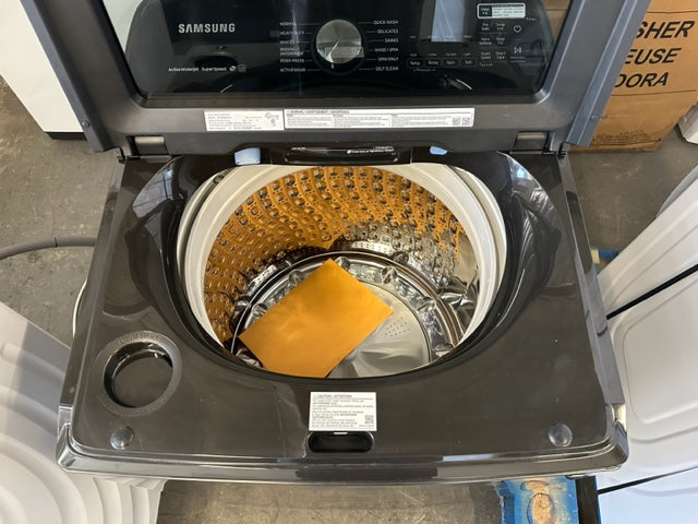 Samsung WA50R5400AV 28 Inch Top Load Washer with 5.0 Cu. Ft. Capacity, Super Speed, Active WaterJet, EZ Access, VRT Plus™ Technology, 12 Wash Cycles, Deep Fill, Smart Care, Child Lock: Fingerprint Resistant Black Stainless Steel