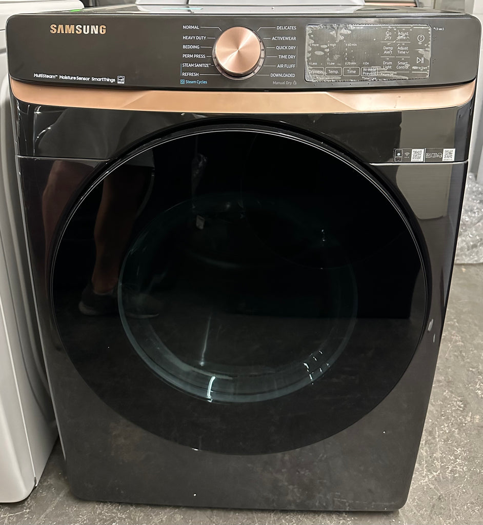 Samsung DVE50BG8300V 27 Inch Electric Dryer with 7.5 cu. ft. Capacity, Steam Sanitize+, Sensor Dry, Vent Sensor, Smart Care, Wi-Fi, 21 Drying Cycles, Quick Dry, Wrinkle Prevent, ADA Compliant, and ENERGY STAR® Certified: Brushed Black