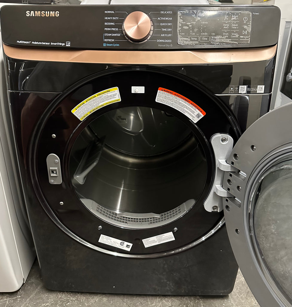 Samsung DVE50BG8300V 27 Inch Electric Dryer with 7.5 cu. ft. Capacity, Steam Sanitize+, Sensor Dry, Vent Sensor, Smart Care, Wi-Fi, 21 Drying Cycles, Quick Dry, Wrinkle Prevent, ADA Compliant, and ENERGY STAR® Certified: Brushed Black