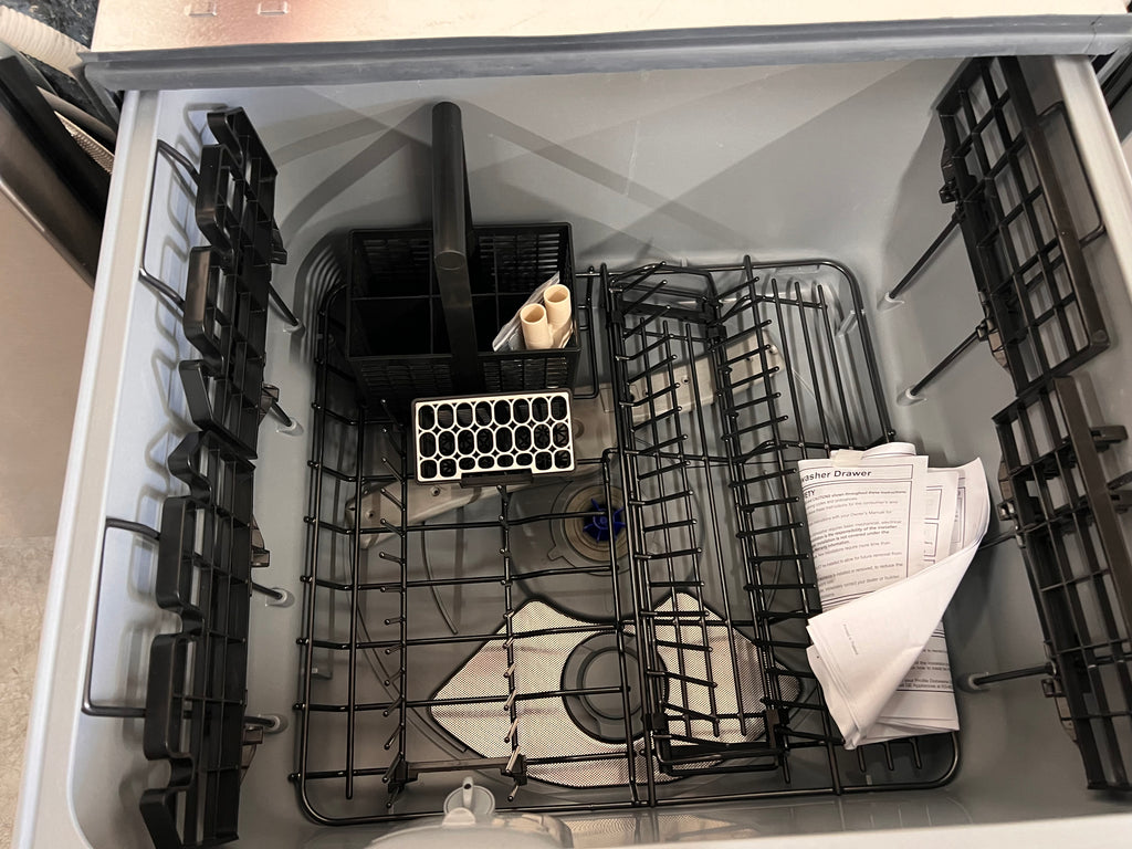 Café CDD420P2TS1 24 Inch Fully Integrated Double Drawer Dishwasher with 14 Place Settings, 6 Wash Cycles, 3 Wash Options, Knock To Pause, Delay Start, Active Flood Protection, 46 dBA Single Drawer, 49 dBA Double Drawer, Adjustable Racks: Stainless Steel