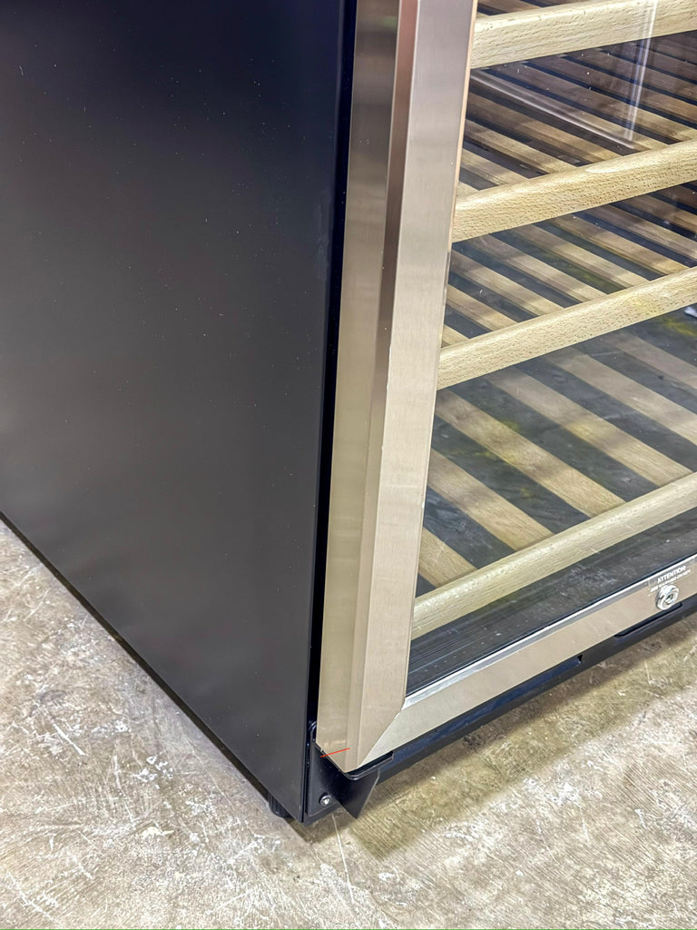 Avanti WCF149SE3S 24 Inch Single Zone Wine Chiller with 149 Bottle Capacity, 14-Rollout Wood Shelves, Reversible Tempered Glass Door, LED Light, and Soft Touch Control Panel: Stainless Steel
