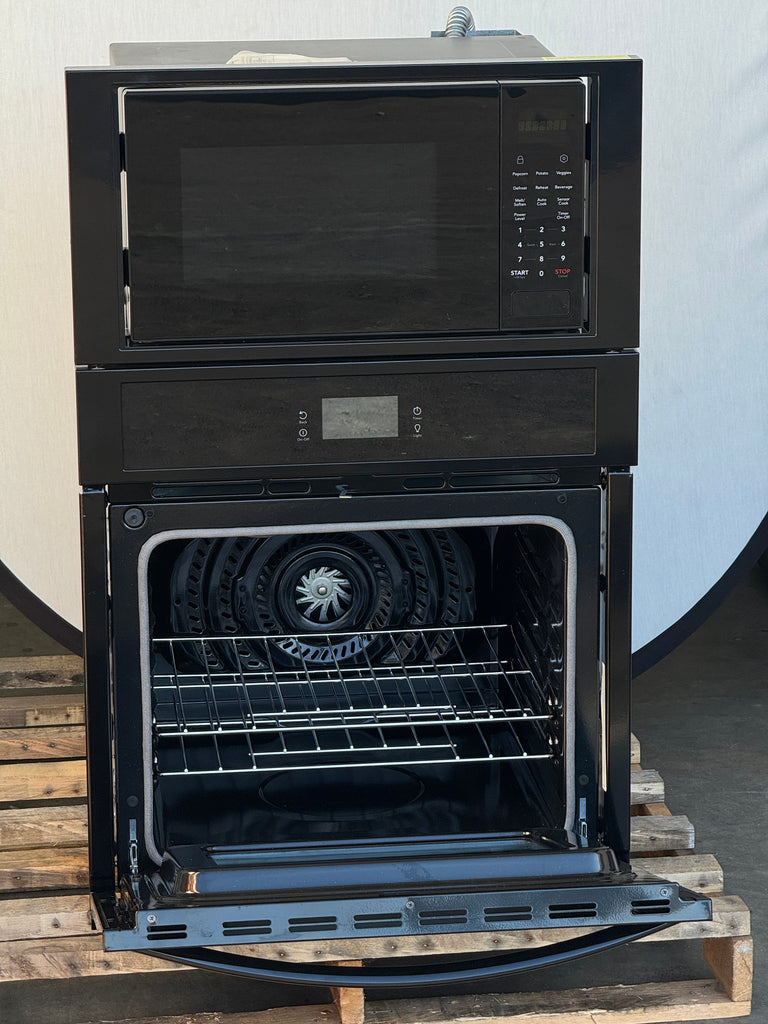 Frigidaire FCWM2727AB 27 Inch Combination Electric Wall Oven with 5.4 Cu. Ft. Total Capacity, Fan Convection, Self Clean, Sensor Cook, Cook Time Setting, Convection Bake, Microwave Cooking, Add 30 Seconds, Sabbath Mode, and Star-K Certified: Black