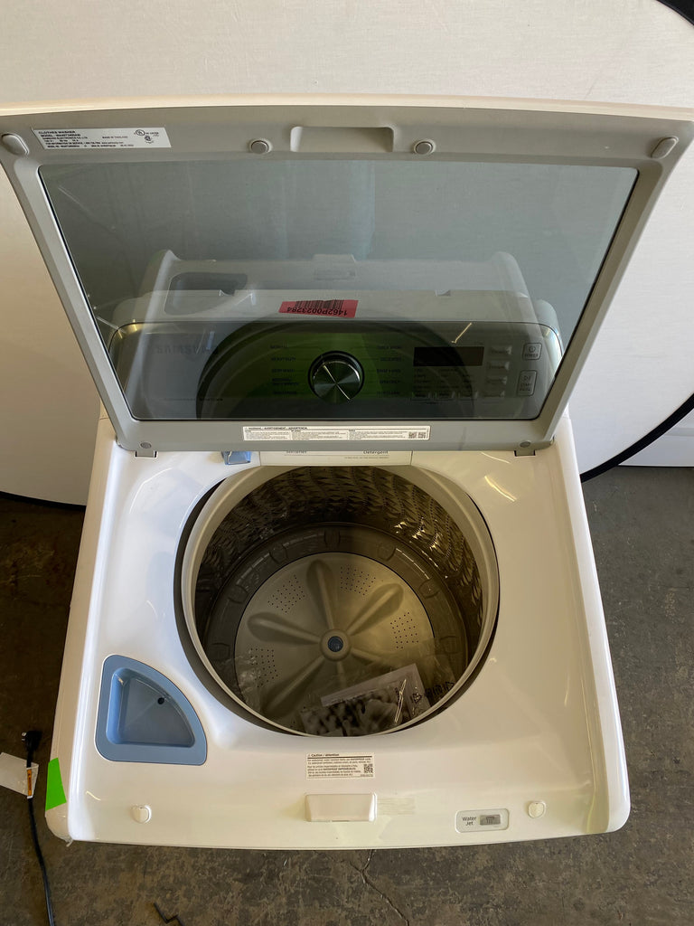 Samsung WA45T3400AW 27 Inch Top Load Washer with 4.5 Cu. Ft. Capacity, Active WaterJet, Vibration Reduction Technology+, Self Clean, Extra High Water Level, Smart Care, Soft-Close Lid, 10 Wash Cycles, and Quick Wash Cycle: White
