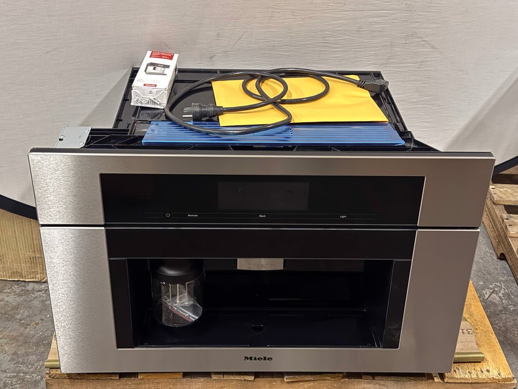 Miele ContourLine CVA7775 30 Inch Built-In Plumbed Coffee System with M Touch Controls, 24+ Coffee and Tea Drinks, Dual Dispensing Spouts, Wi-Fi, 10 User Profiles, Automatic Cleaning Program, Integrated LED Lighting: Stainless Steel / Clean Touch Steel