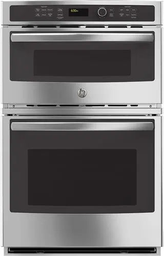 GE JK3800SHSS 27 Inch Combination Wall Oven with 4.3 cu. ft. Oven Capacity, 1.7 cu. ft. Microwave, Sensor Cooking Controls, Bake Element, Broil Element, Glass Touch Controls, GE Fits! Guarantee, and Self-Clean with Steam: Stainless Steel