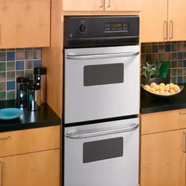 GE JRP28SKSS 24 Inch Double Electric Wall Oven with 2.7 cu. ft. Upper Oven, SmartSet Controls and and 2.7 cu. ft. Lower Oven: Stainless Steel