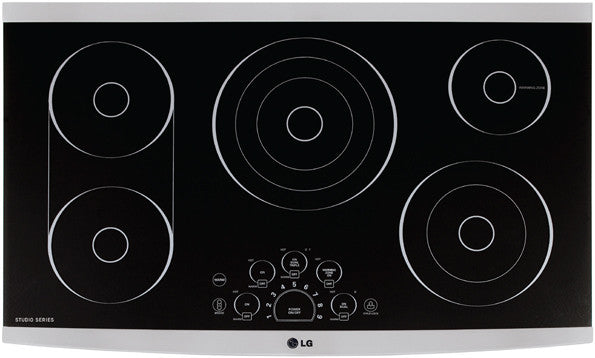 LG Studio LSCE365ST 36 Inch Smoothtop Electric Cooktop with 5 Elements, Steady Heat Elements, Dual & Triple Elements, Bridge Element, SmoothTouch™ Controls, Hot Surface Indicator, and ADA Compliant