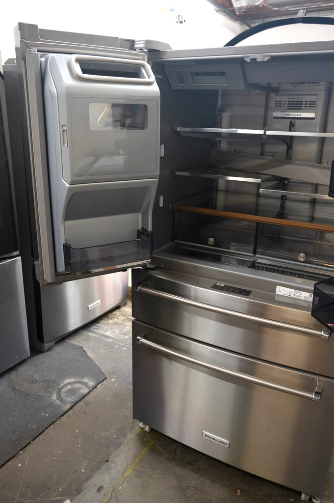 KitchenAid  KRMF536RPS 36 Inch Freestanding French Door Refrigerator with 26.2 Cu. Ft. Total Capacity, External Water & Ice Dispenser, FreshChill Drawer, Preserv® Food Care System and FreshFlow, Air Filter: PrintShield: Stainless Steel