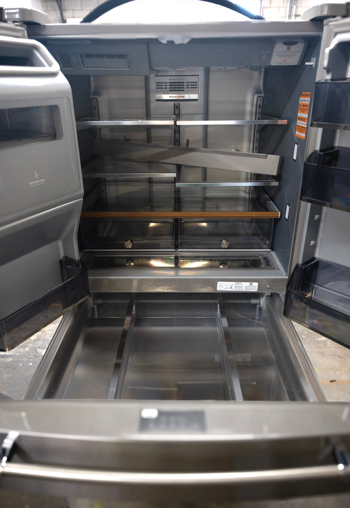 KitchenAid  KRMF536RPS 36 Inch Freestanding French Door Refrigerator with 26.2 Cu. Ft. Total Capacity, External Water & Ice Dispenser, FreshChill Drawer, Preserv® Food Care System and FreshFlow, Air Filter: PrintShield: Stainless Steel