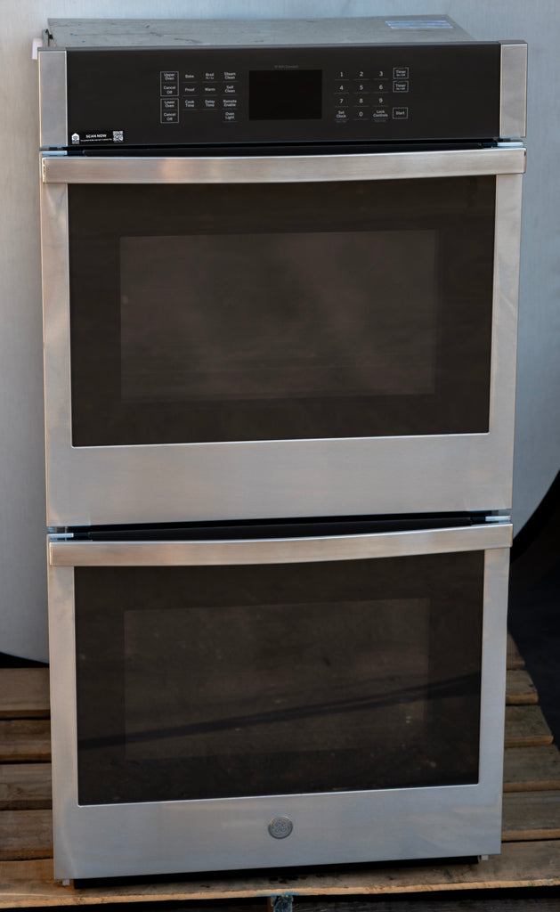 GE JKD3000SNSS 27 Inch Built-In Double Wall Oven with 8.6 cu. ft. Total Capacity, WiFi Connect, Fit Guarantee, Self-Clean, Eight-Pass Broil Element, Glass Touch Controls, Work with Amazon Alexa, Google Assistant, Halogen Interior Lighting: Stainless Steel