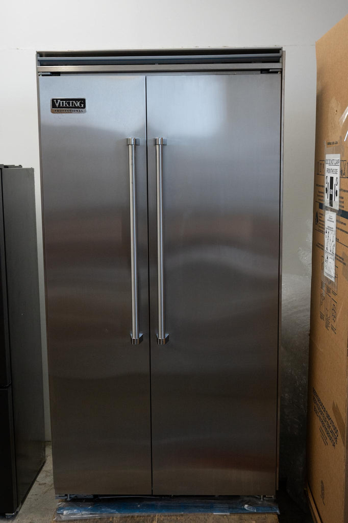 Viking 5 Series  VCSB5423SS 42 Inch Counter Depth Built-In Side by Side Refrigerator with 25.32 Cu. Ft. Total Capacity, ProChill™ Temperature Management, Spillproof Plus™ Shelves, LED Lighting, Ice Maker, Sabbath Mode: Stainless Steel